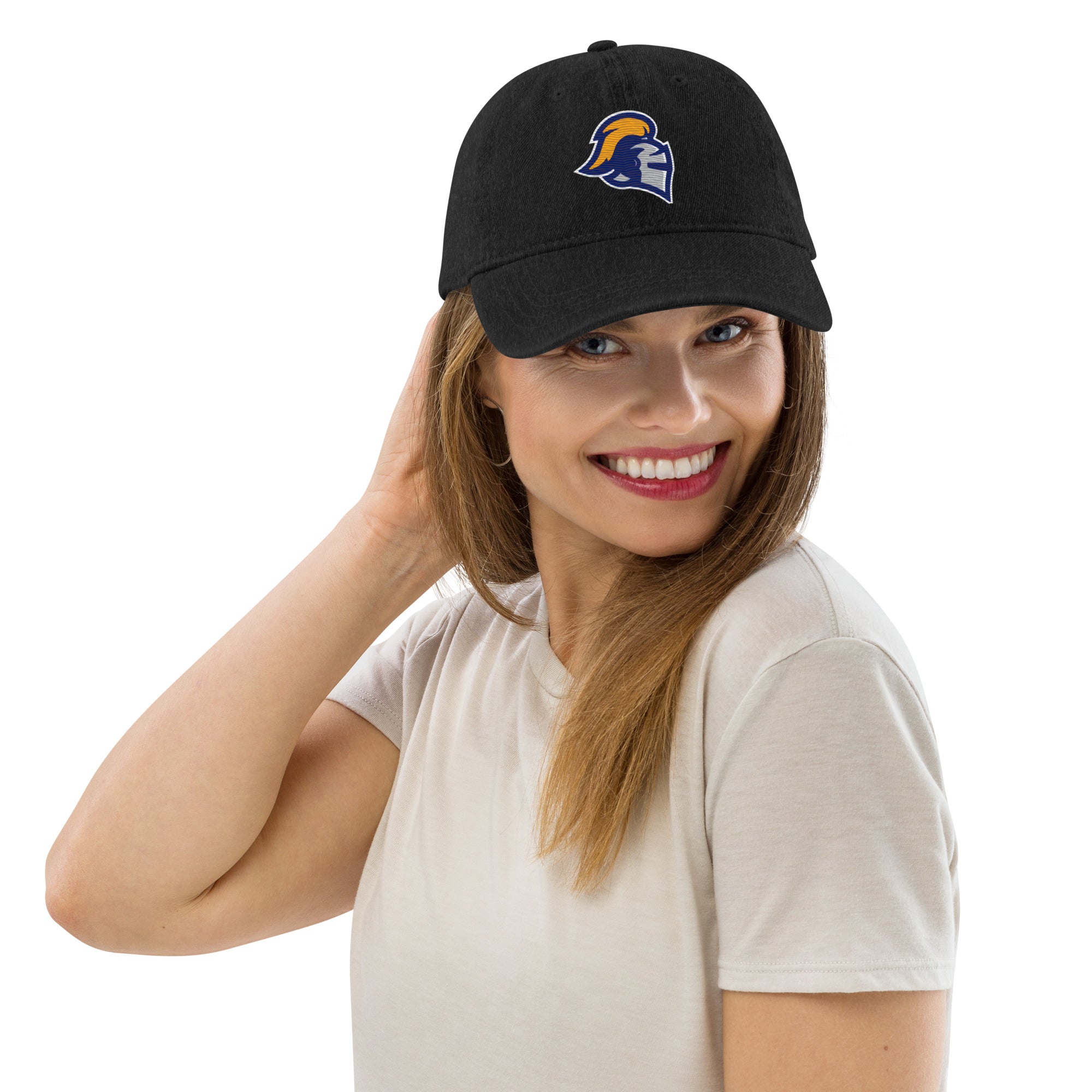 Trendy Knights Denim Hat – Classic Adjustable Cap with Vintage Wash, Embroidered Logo, Perfect for Casual Outings