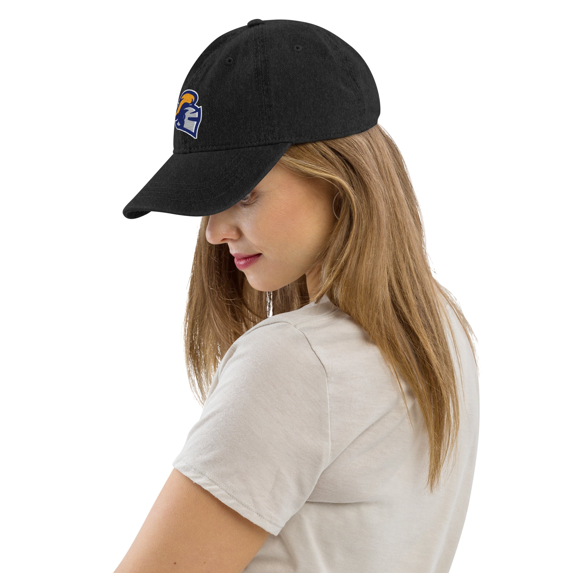 Trendy Knights Denim Hat – Classic Adjustable Cap with Vintage Wash, Embroidered Logo, Perfect for Casual Outings