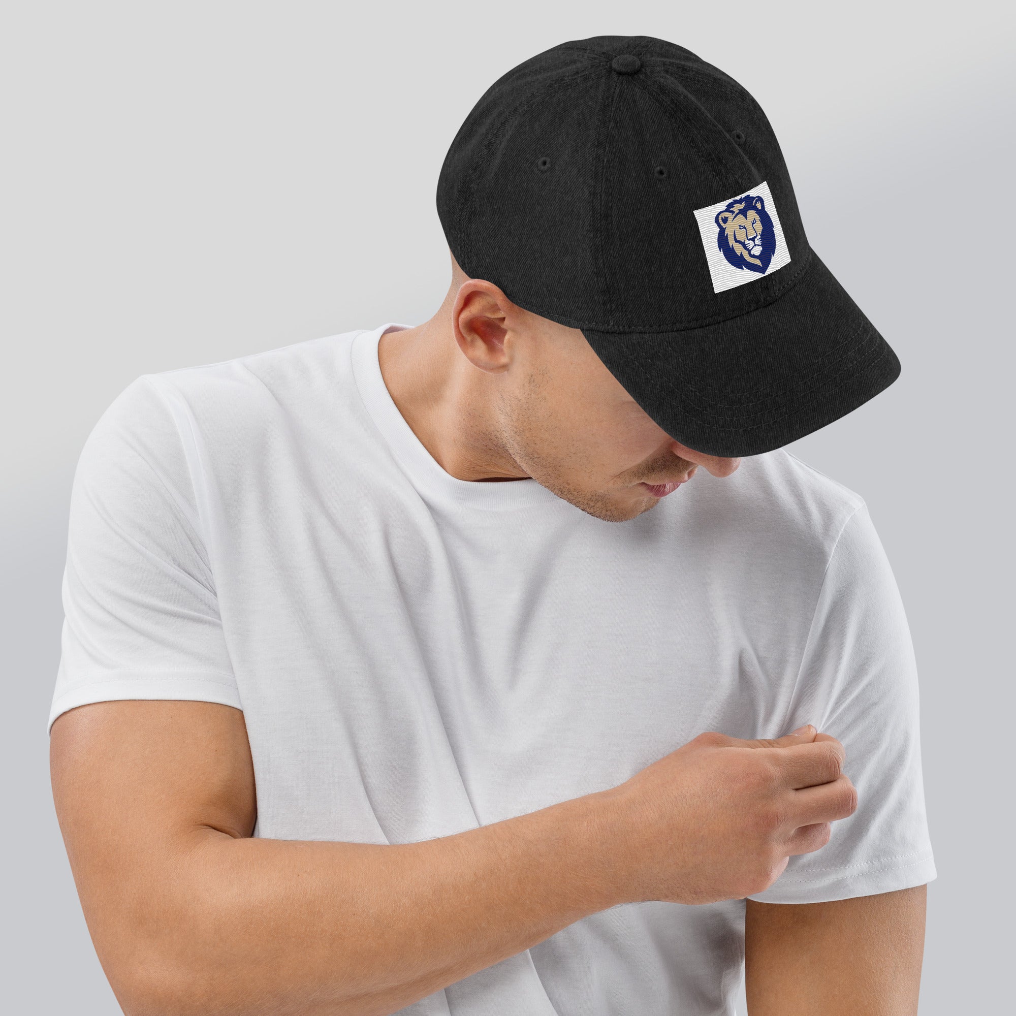 Trendy LionsLincoln Denim Hat – Classic Adjustable Cap with Vintage Wash, Embroidered Logo, Perfect for Casual Outings