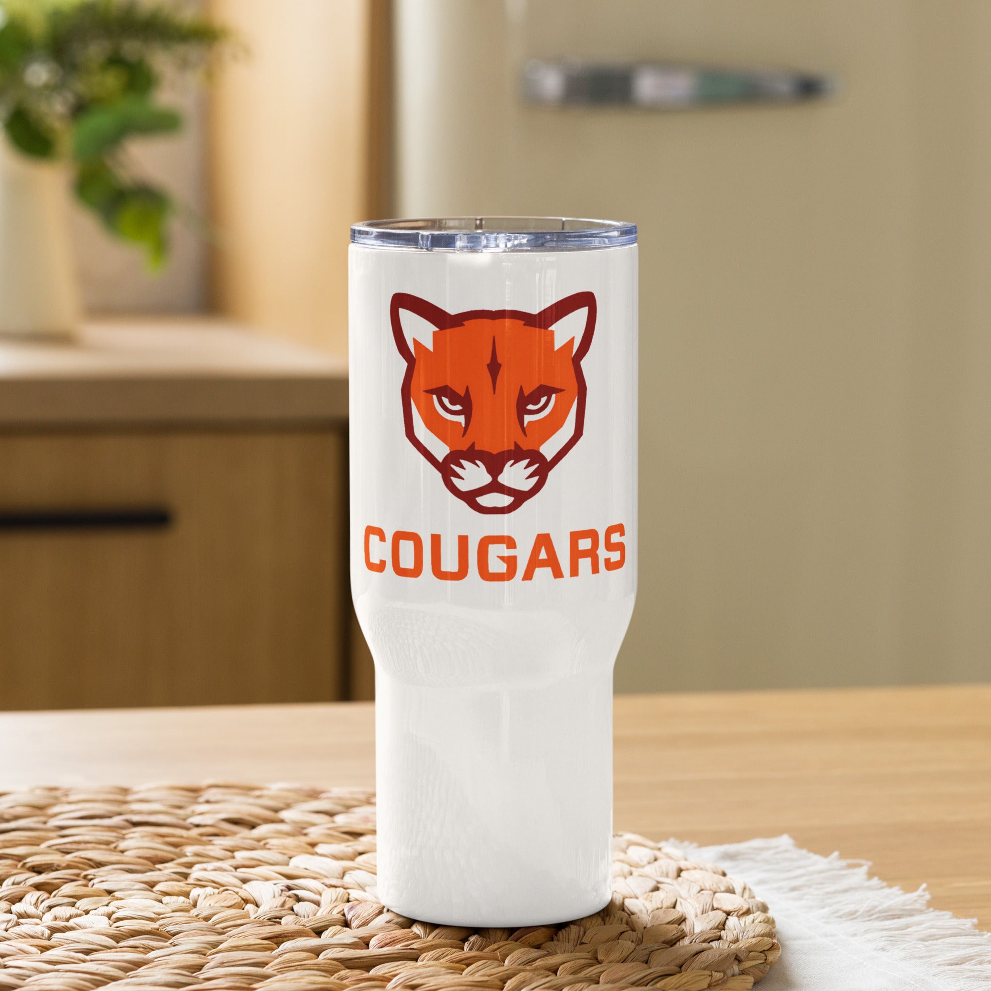 Insulated Cougars Travel Mug with Handle – Durable Stainless Steel, Double-Wall Design, Perfect for Gym, Sports, Coffee & Refreshments