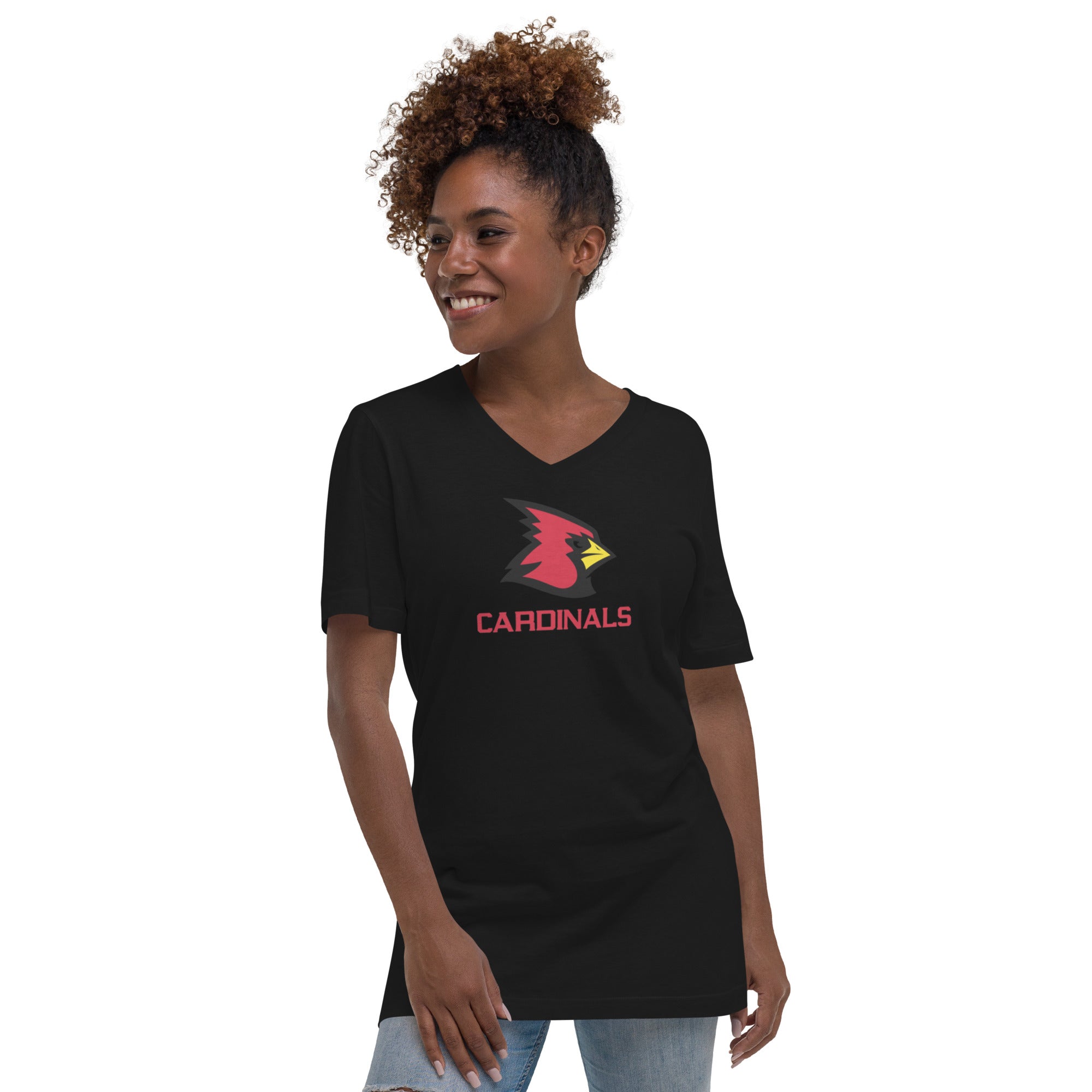 Cardinals Unisex Short Sleeve V-Neck T-Shirt – Lightweight, Breathable Fabric, Trendy Design for Casual Outings, Perfect for Gym & Sports