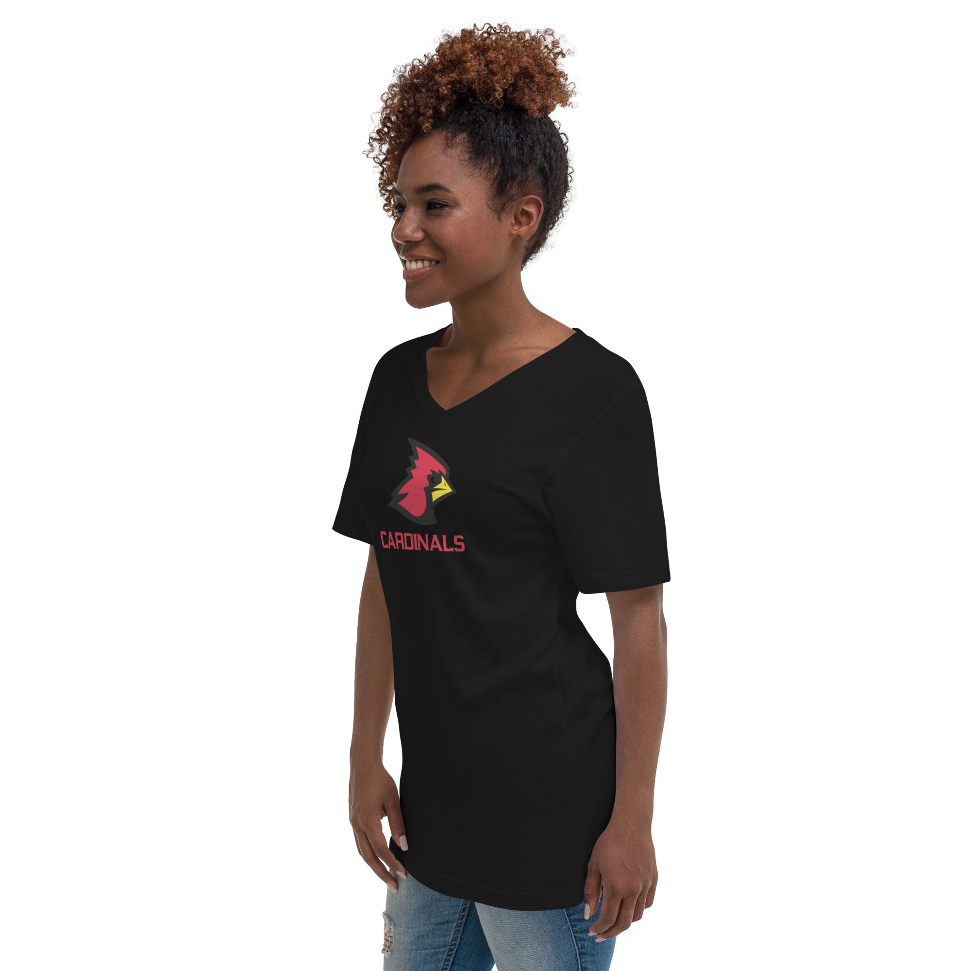 Cardinals Unisex Short Sleeve V-Neck T-Shirt – Lightweight, Breathable Fabric, Trendy Design for Casual Outings, Perfect for Gym & Sports