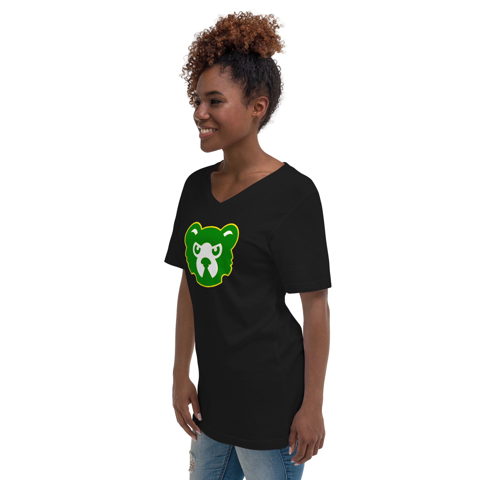 Green Cougar Unisex Short Sleeve V-Neck T-Shirt