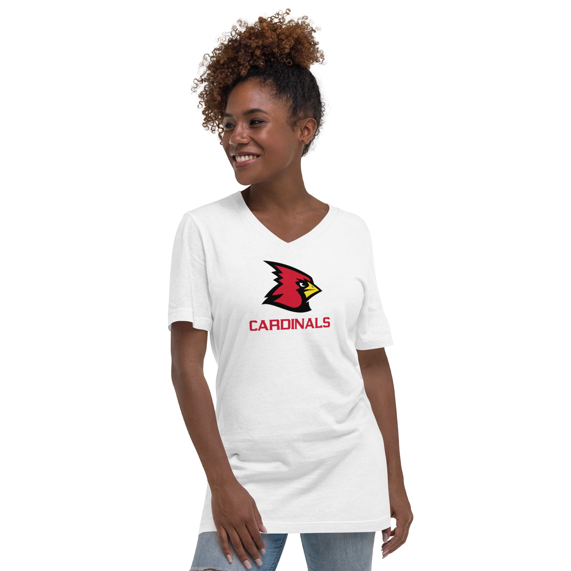 Cardinals Unisex Short Sleeve V-Neck T-Shirt – Lightweight, Breathable Fabric, Trendy Design for Casual Outings, Perfect for Gym & Sports