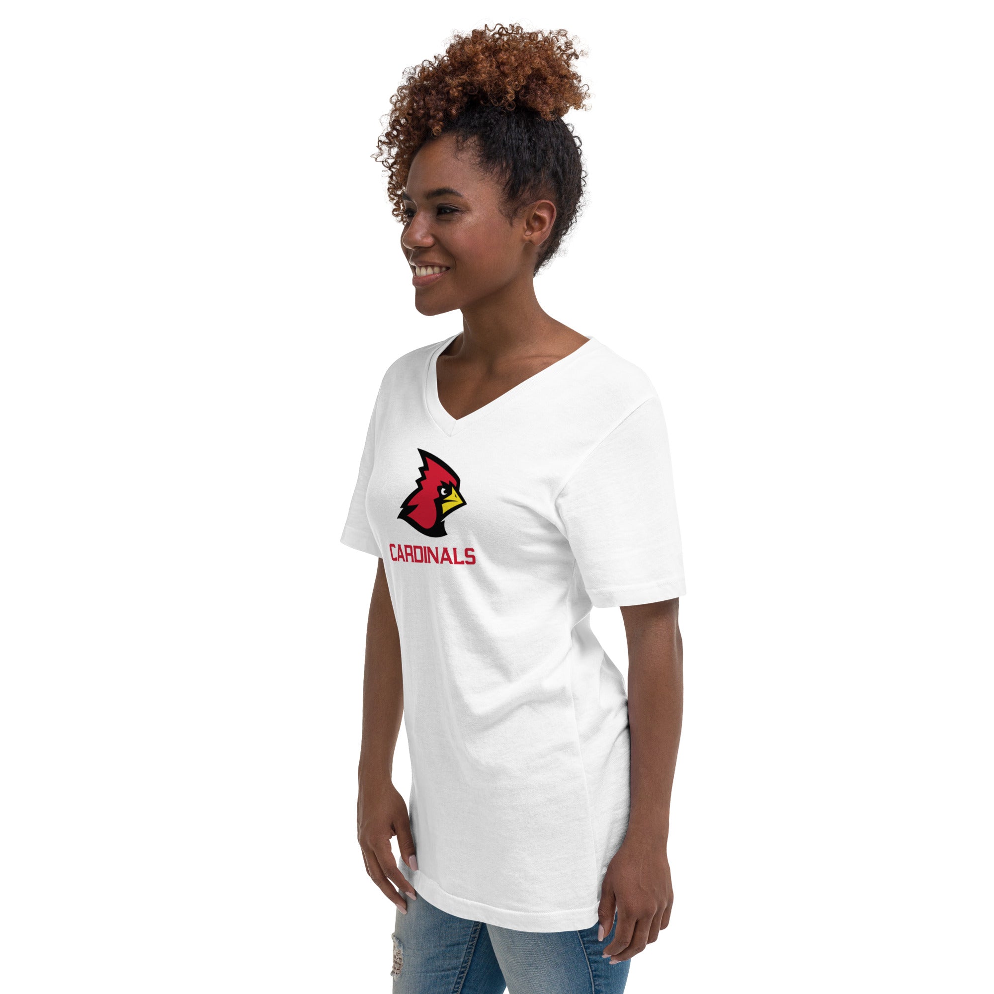 Cardinals Unisex Short Sleeve V-Neck T-Shirt – Lightweight, Breathable Fabric, Trendy Design for Casual Outings, Perfect for Gym & Sports